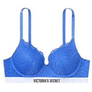 Victoria’s Secret Lightly Lined Lace Demi Bra Blue 38C